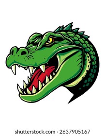 Aggressive Green Alligator Head Logo Design, Mascot Illustration