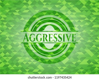Aggressive green emblem with mosaic background
