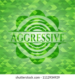  Aggressive green emblem with triangle mosaic background