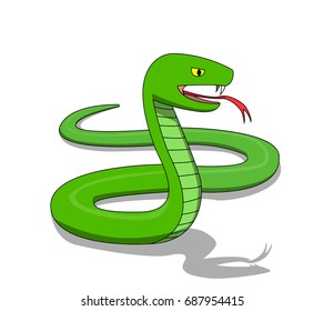 Aggressive Green snake, vector