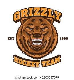 Aggressive Grizzly Bear Face Vector Illustration, Suitable For T-shirt Design And Sports Team Mascot Logo