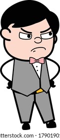 Aggressive Groom Cartoon Vector Illustration