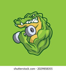 Aggressive Gymholic Alligator Cartoon Vector