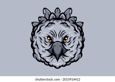 Aggressive Harpy Eagle Head Logo or Illustration