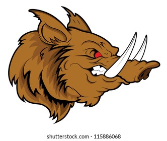 Aggressive Head Pig Mascot