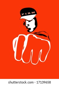 aggressive hooligan with fist vector illustration