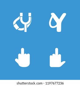 Aggressive icon. collection of 4 aggressive filled icons such as middle finger. editable aggressive icons for web and mobile.