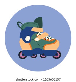 Aggressive inline roller skates for extreme skating. Single boot isolated object. Vector illustration in flat style.