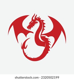 Aggressive japanese fantasy dragon concept in vintage monochrome style isolated vector illustration