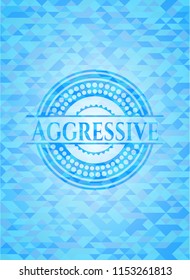 Aggressive light blue emblem with triangle mosaic background