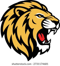 Aggressive lion head mascot vector illustration for sports team logos, predator decals for vinyl cutting, and fierce animal graphics for plotter cut stickers