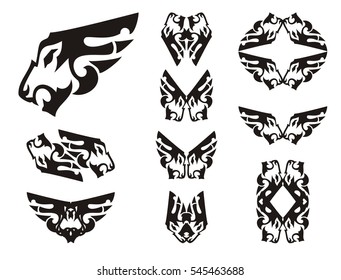 Aggressive Lion Head Symbols Form Wing Stock Vector (Royalty Free ...
