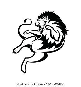 Aggressive lion jumping - isolated vector illustration