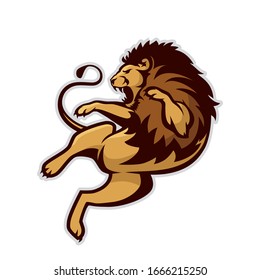 Aggressive lion jumping - isolated vector illustration