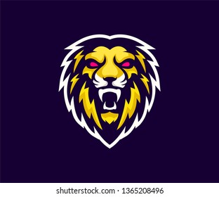 Aggressive Lion Mascot Logo.