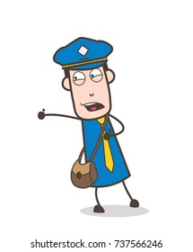 Aggressive Mailman Character Shouting Expression Vector