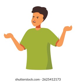Aggressive man is arguing and gesturing with hands, having aggressive facial expression