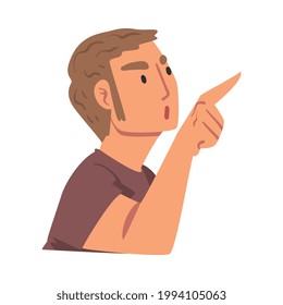 Hombre agresivo señala con su dedo, persona que expresa desacuerdo o desaprobación emociones ilustración vectorial de dibujos animados