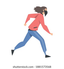 Aggressive Man Radical with Covered Face Engaged in Street Riot Vector Illustration