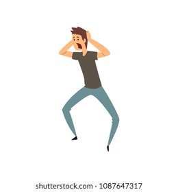 Aggressive man yelling vector Illustration on a white background