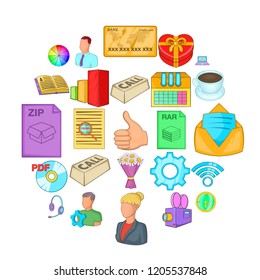 Aggressive marketing icons set. Cartoon set of 25 aggressive marketing vector icons for web isolated on white background