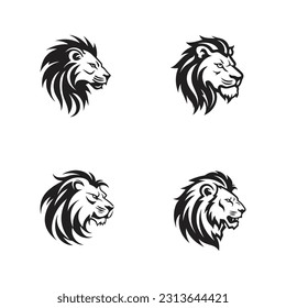 Aggressive and minimal Lion Icons set lion logos template