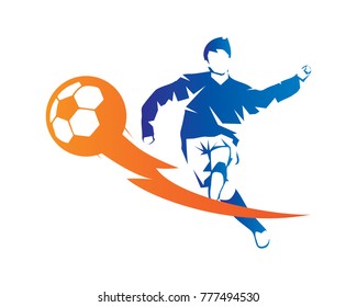 Football Player Action Logo Ball On Stock Vector (Royalty Free ...