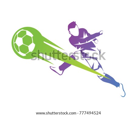 Aggressive Modern Soccer Player On Fire Kick Illustration