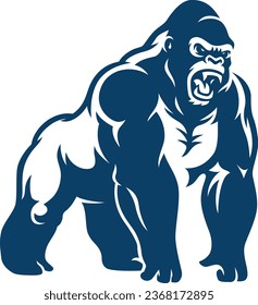 Aggressive Muscular Gorilla Standing Illustration