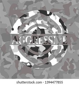 Aggressive on grey camouflage texture