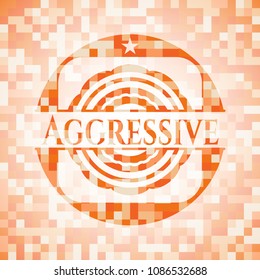  Aggressive orange mosaic emblem with background