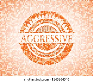 Aggressive orange mosaic emblem with background
