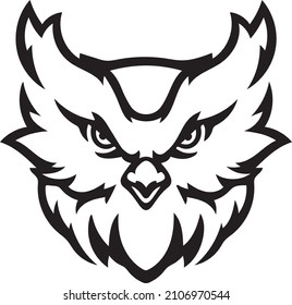 Aggressive Owl Head Vector Silhouette Isolate Stock Vector (Royalty ...