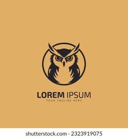 aggressive Owl simple logo template design in circle.