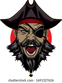 Aggressive pirate with evil eyes