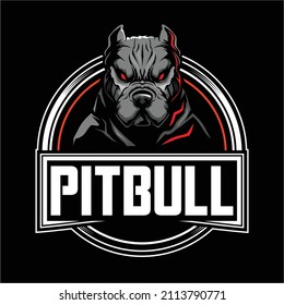 aggressive pitbull vector badge logo template