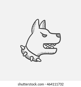 Aggressive police dog sketch icon for web, mobile and infographics. Hand drawn vector isolated icon.