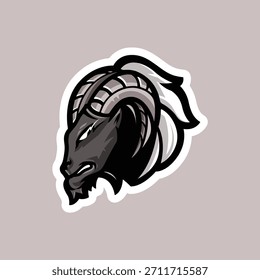 Ilustración vectorial agresiva del logotipo de la mascota de la cabeza de cabra de Ram