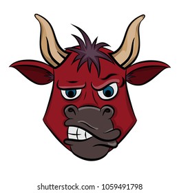 aggressive red bull head vector illustration