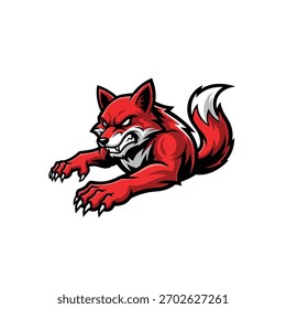 Aggressive Red Fox Mascot Vector Illustration for Sports or Gaming Logo Design