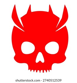 aggressive red skull featuring small horns on top for hellish design