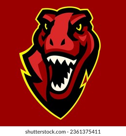 Aggressive Red T-rex Head Mascot Logo Design