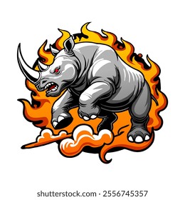 aggressive rhinoceros illustration vector style