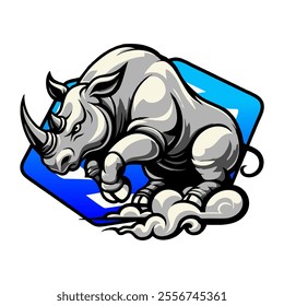 aggressive rhinoceros illustration vector style