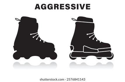 Aggressive roller skate icon on white background