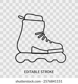 Aggressive roller skates icon in line style editable stroke. Sport roll shoe outline symbol