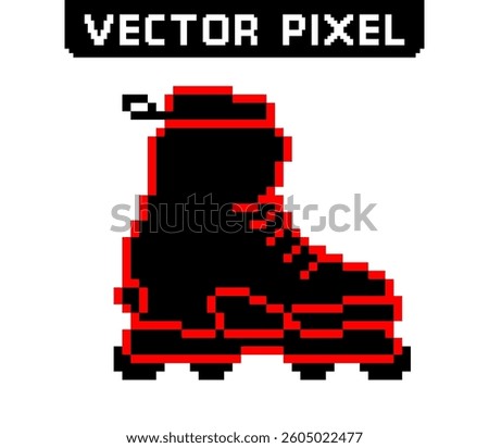Aggressive roller skates pixel art vector icon