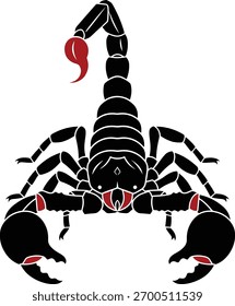 Vetor de visão frontal de escorpião agressivo