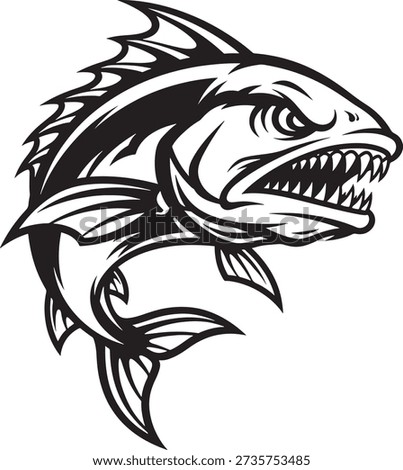 Aggressive sea predator fish mascot for sport fishing tournament and saltwater angler club logo vector