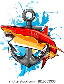 aggressive shark jump attack illustration. vector art